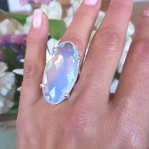 *Stunning* Genuine Milky Opalite Gemstone 925 Ring